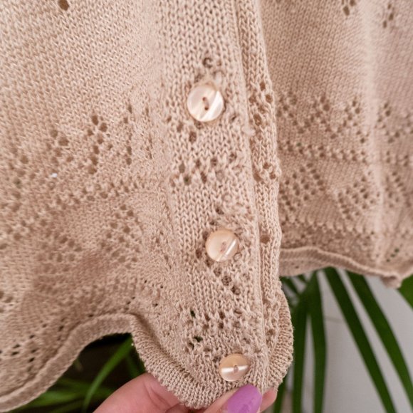 Knit Crochet Short-sleeve Cardigan - Picture 6 of 7